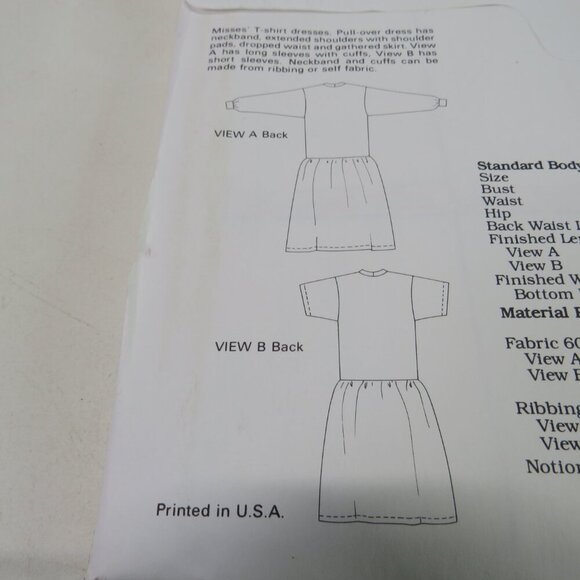 Kwik Sew 1993 sewing pattern UNCUT t-shirt dress - Picture 3 of 7